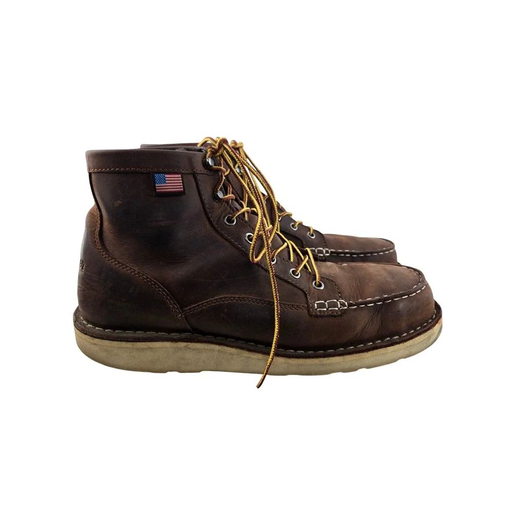 Danner Bull Run Moc Toe 6 Brown Steel Toe Work Boots Mens 10.5 EE Wide 15564 USA